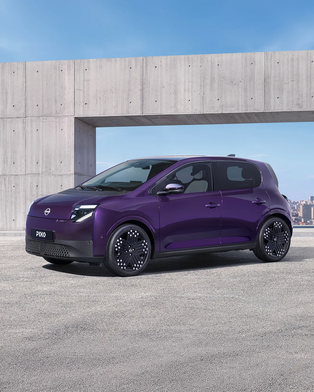 NISSAN PIXO in Midnight Purple, Dreiviertelansicht von vorn links